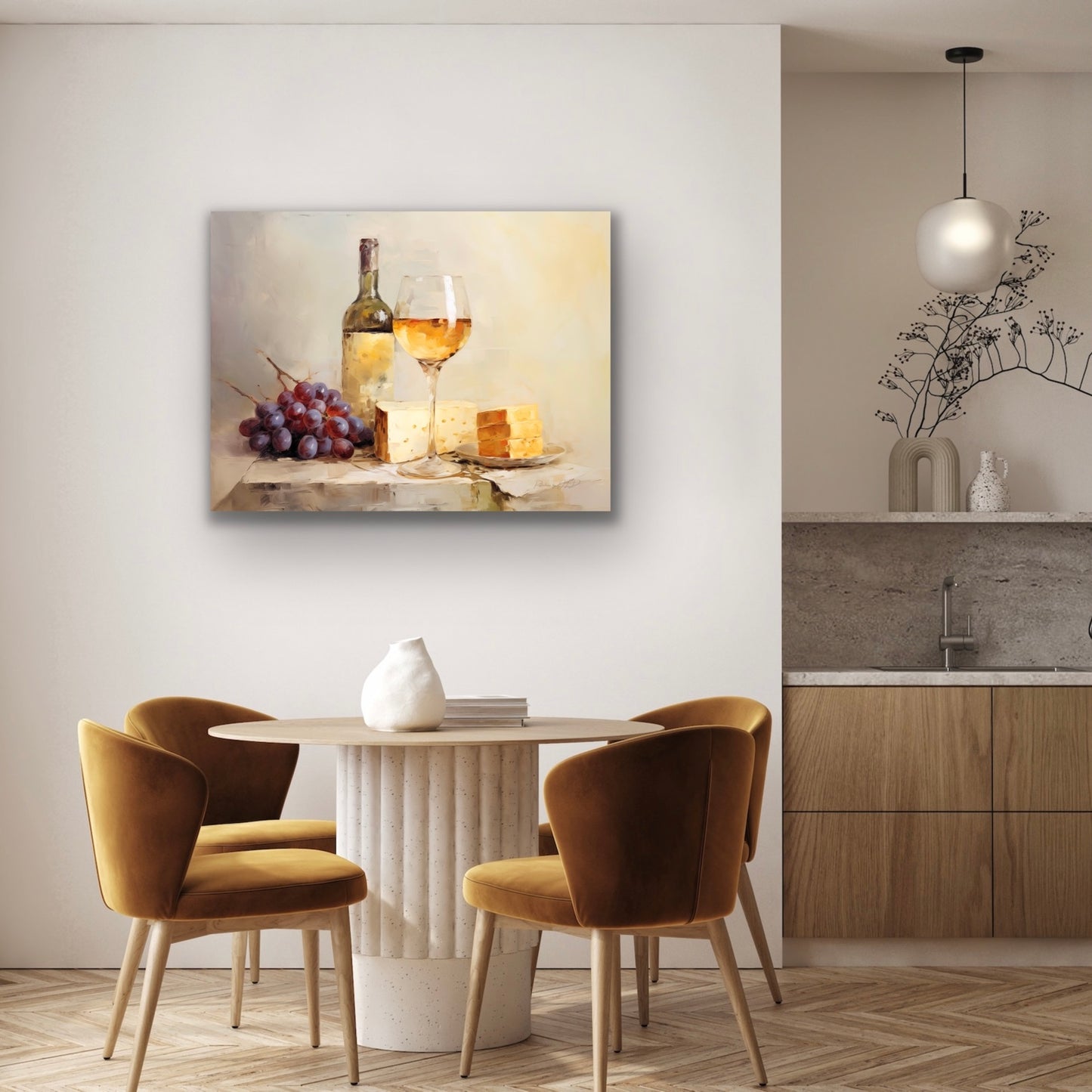 Wine and Cheese | Stretched Canvas Print Wall Art | African American Art | Staging Art