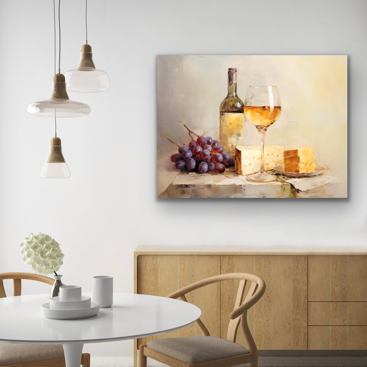 Wine and Cheese | Stretched Canvas Print Wall Art | African American Art | Staging Art