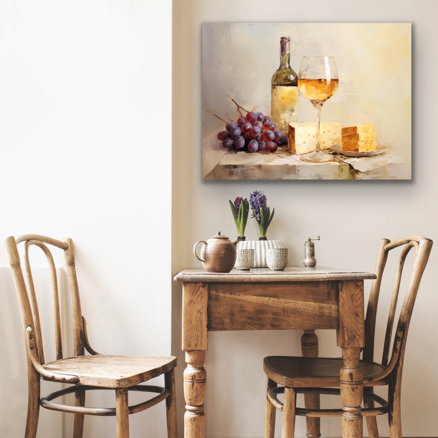 Wine and Cheese | Stretched Canvas Print Wall Art | African American Art | Staging Art