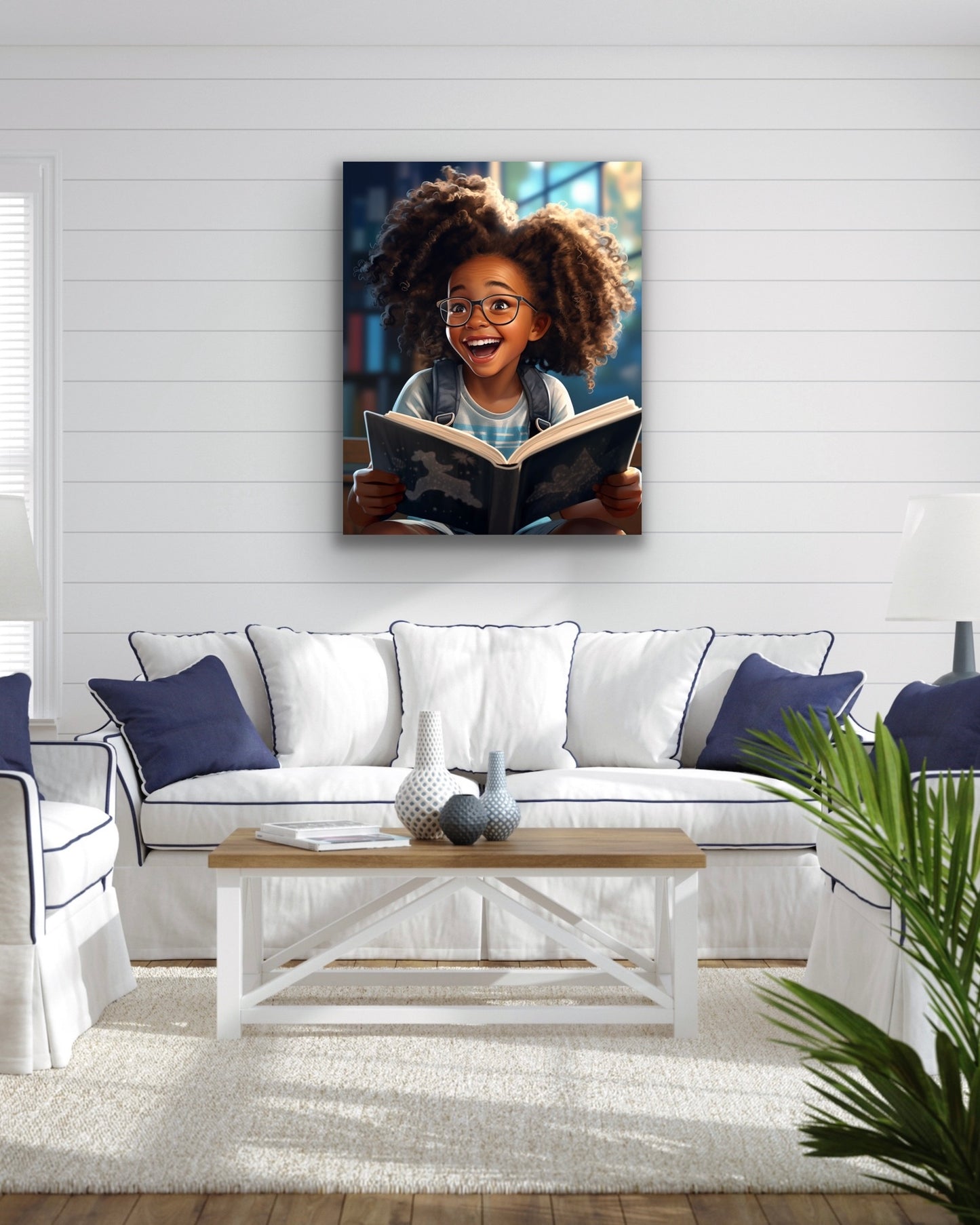 The Joy of Reading | Reading Art | Stretched Canvas Print Wall Art | Black Art | African American Art