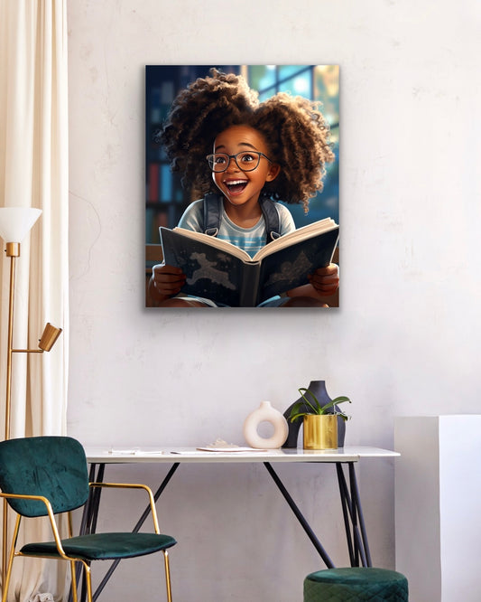 The Joy of Reading | Reading Art | Stretched Canvas Print Wall Art | Black Art | African American Art