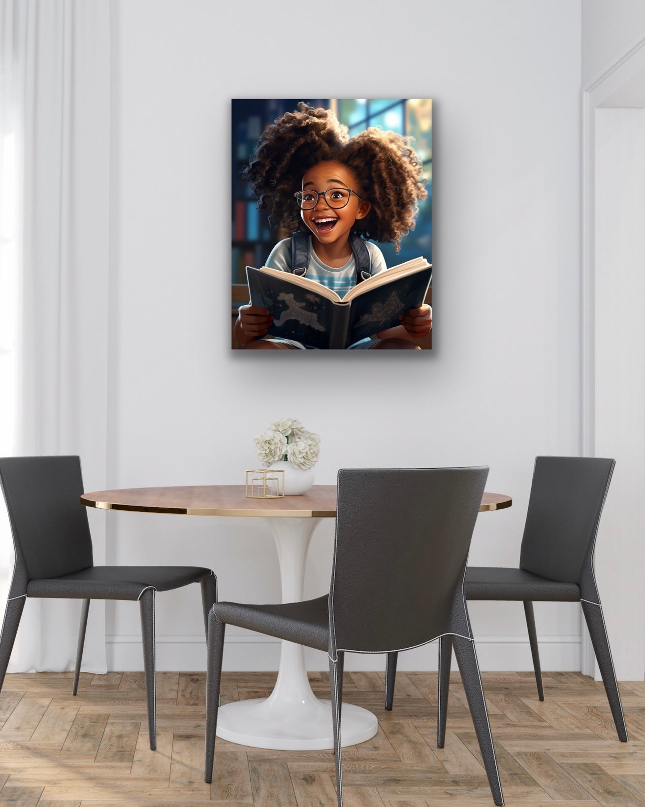 The Joy of Reading | Reading Art | Stretched Canvas Print Wall Art | Black Art | African American Art