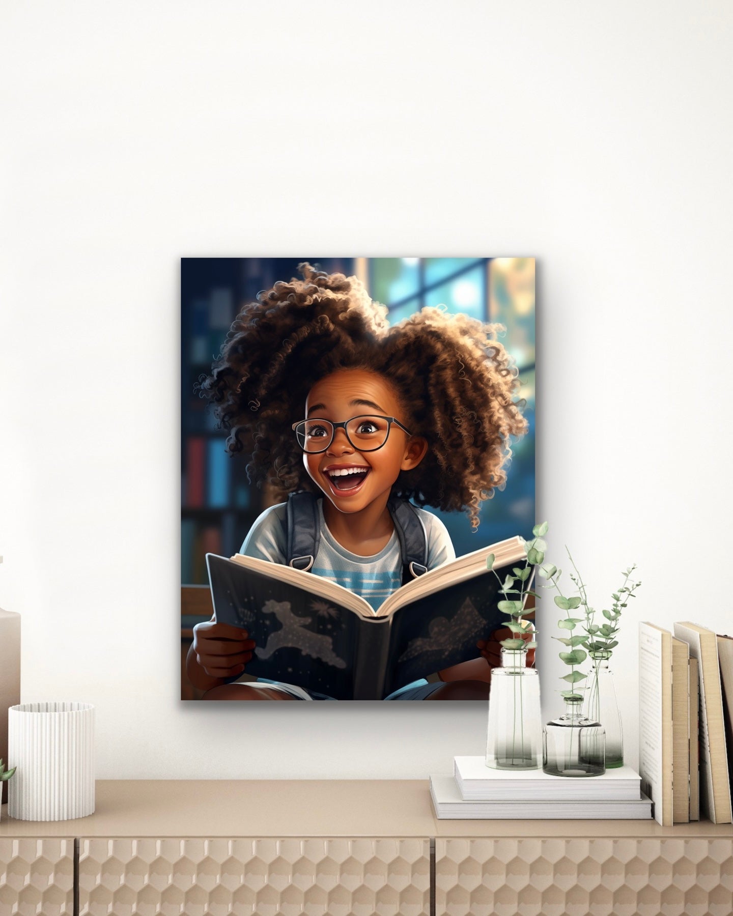 The Joy of Reading | Reading Art | Stretched Canvas Print Wall Art | Black Art | African American Art