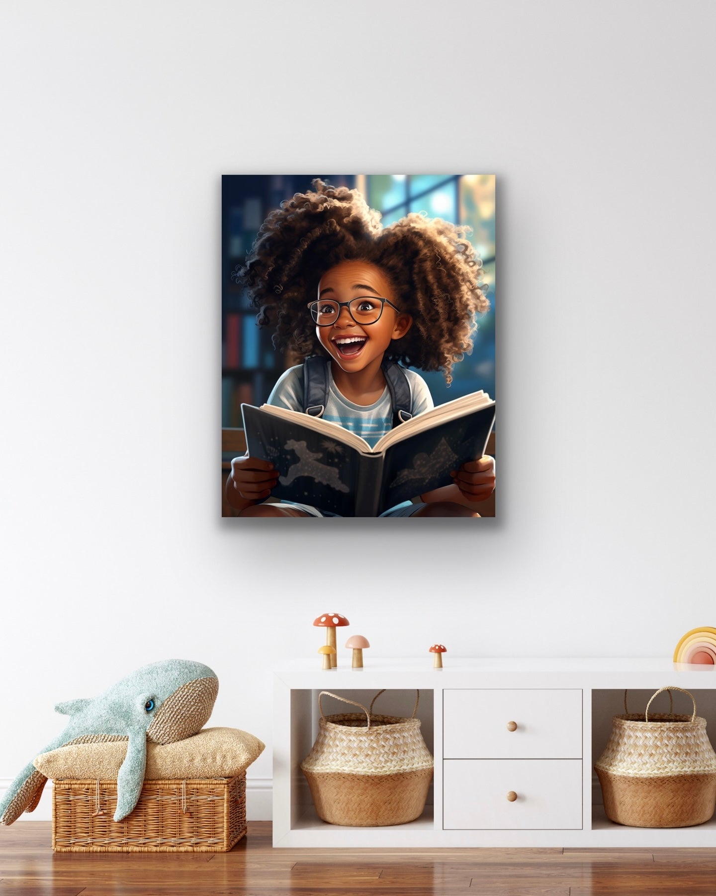 The Joy of Reading | Reading Art | Stretched Canvas Print Wall Art | Black Art | African American Art