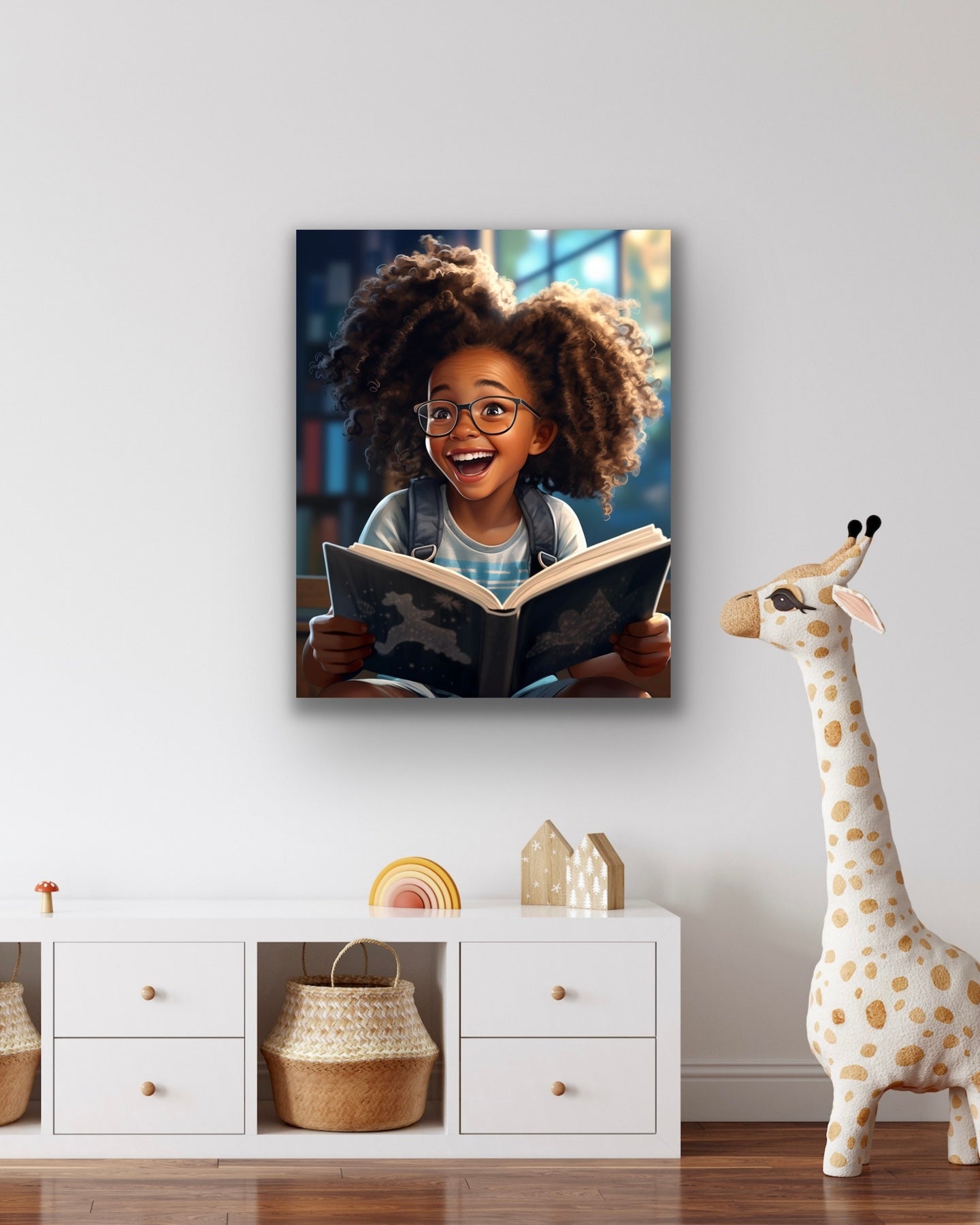 The Joy of Reading | Reading Art | Stretched Canvas Print Wall Art | Black Art | African American Art