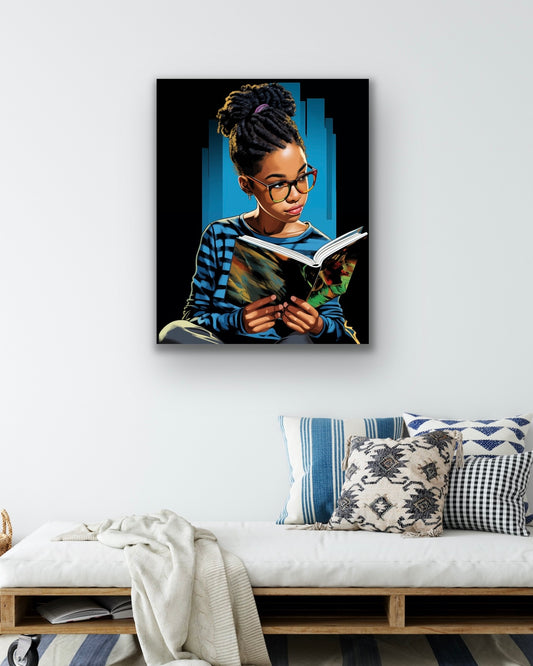 A Good Book | Reading Art | Stretched Canvas Print Wall Art | Black Art | African American Art