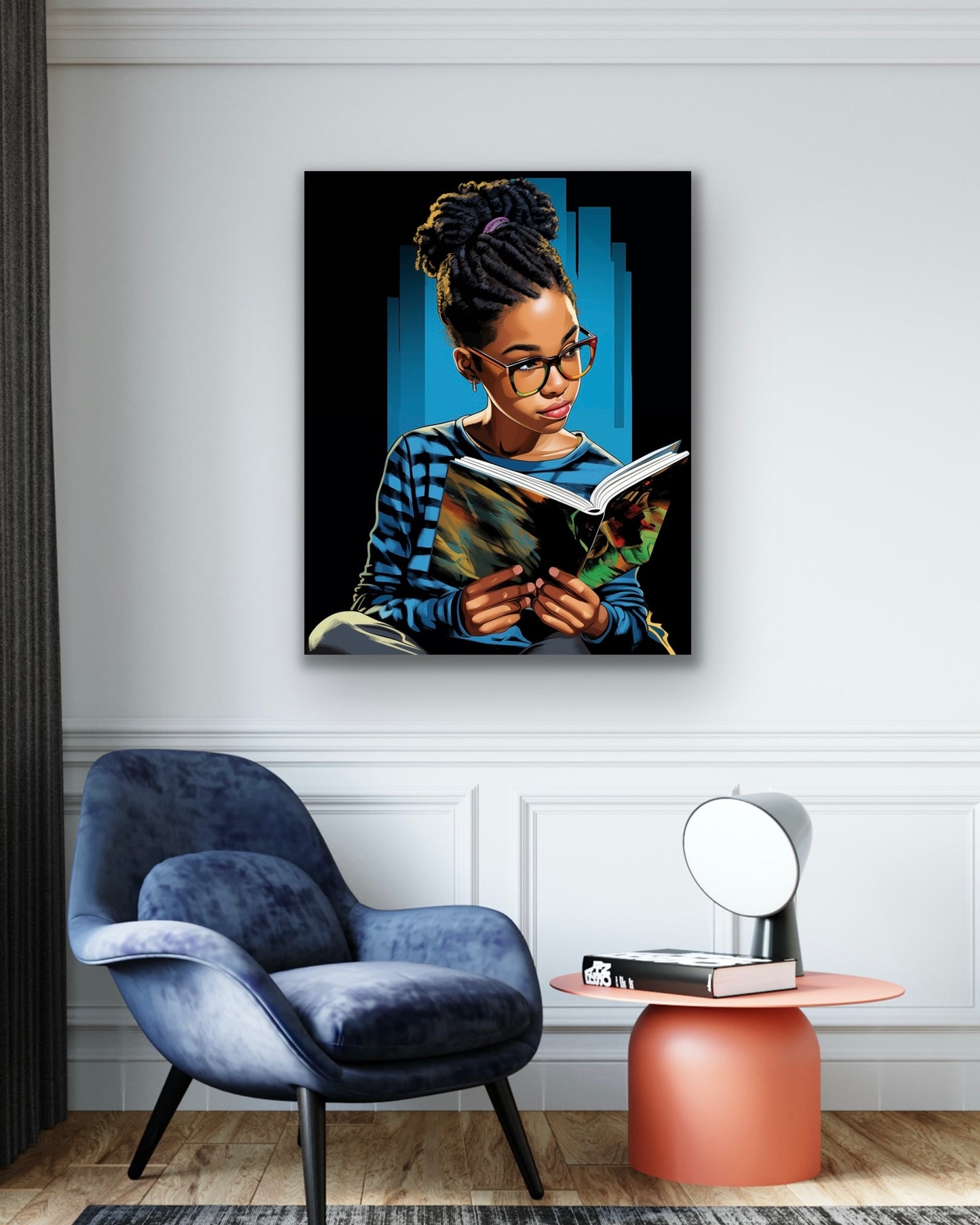 A Good Book | Reading Art | Stretched Canvas Print Wall Art | Black Art | African American Art