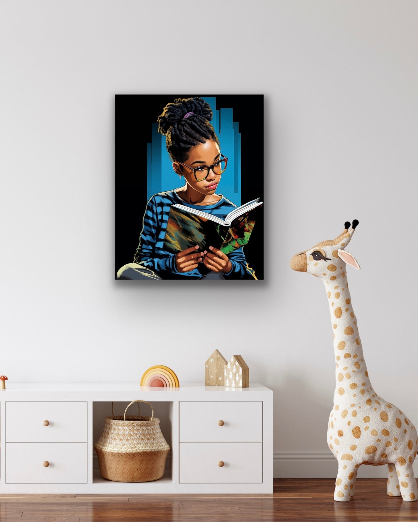 A Good Book | Reading Art | Stretched Canvas Print Wall Art | Black Art | African American Art
