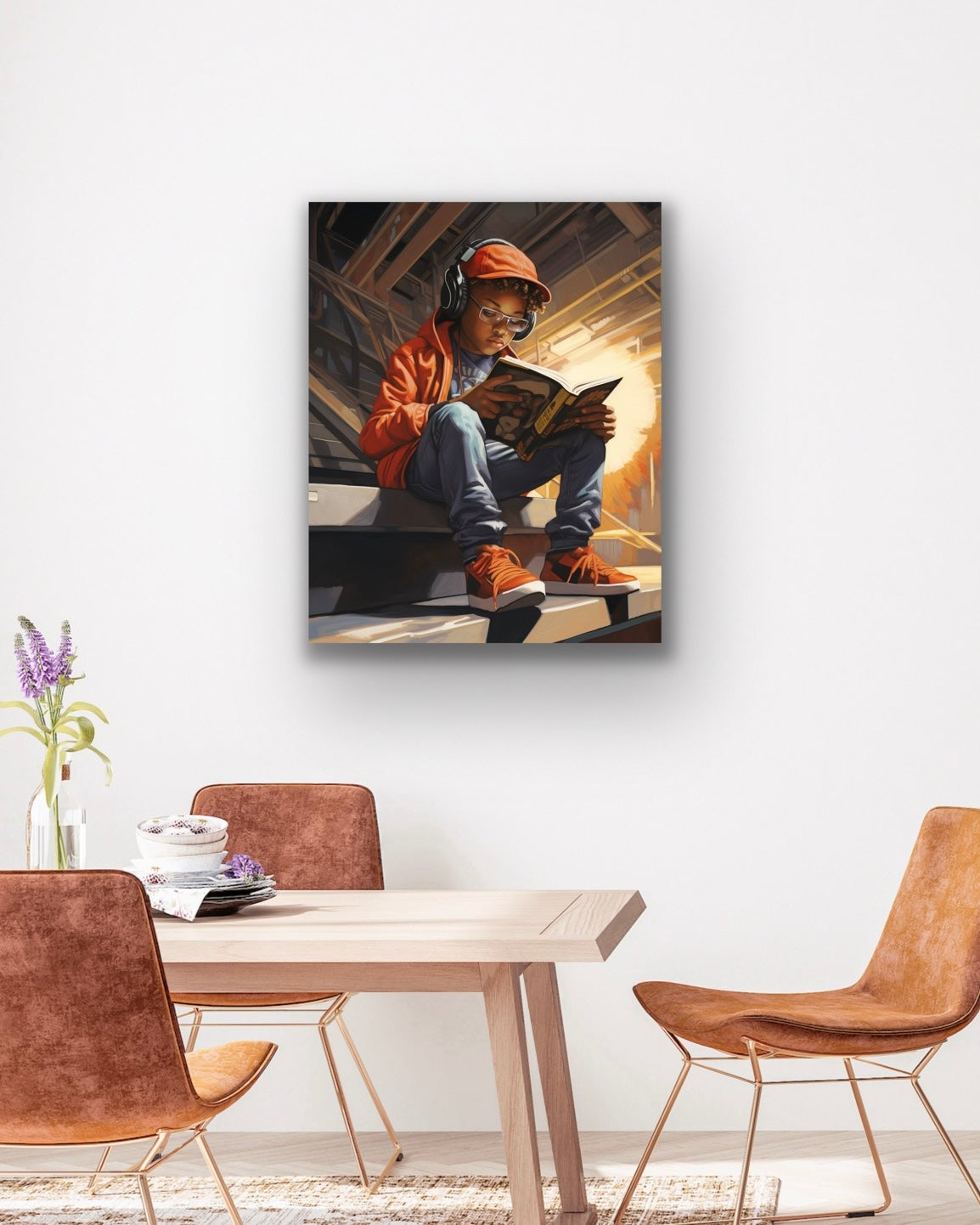 Literary Adventures| Stretched Canvas Print Wall Art | Black Art | African American Art