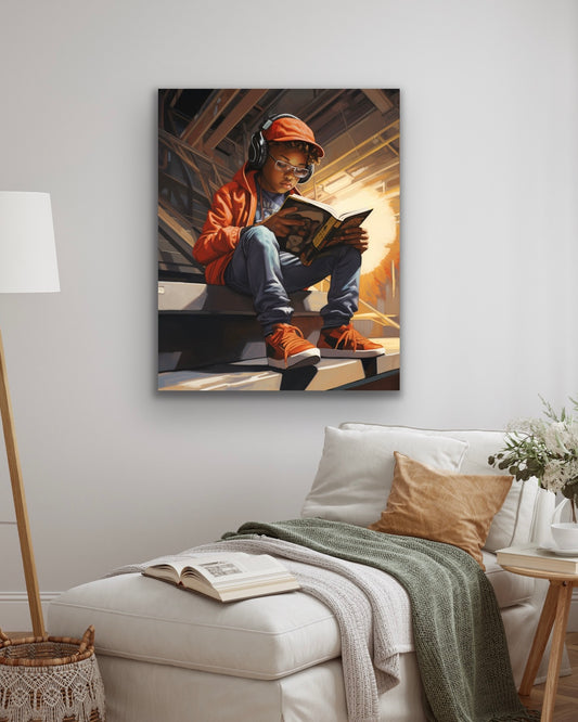 Literary Adventures| Stretched Canvas Print Wall Art | Black Art | African American Art