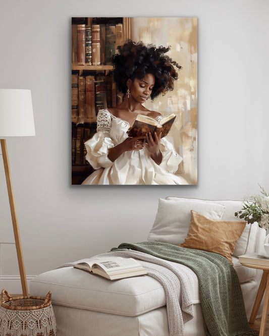 A Great Read | Reading Art | Stretched Canvas Print Wall Art | Black Art | African American Art