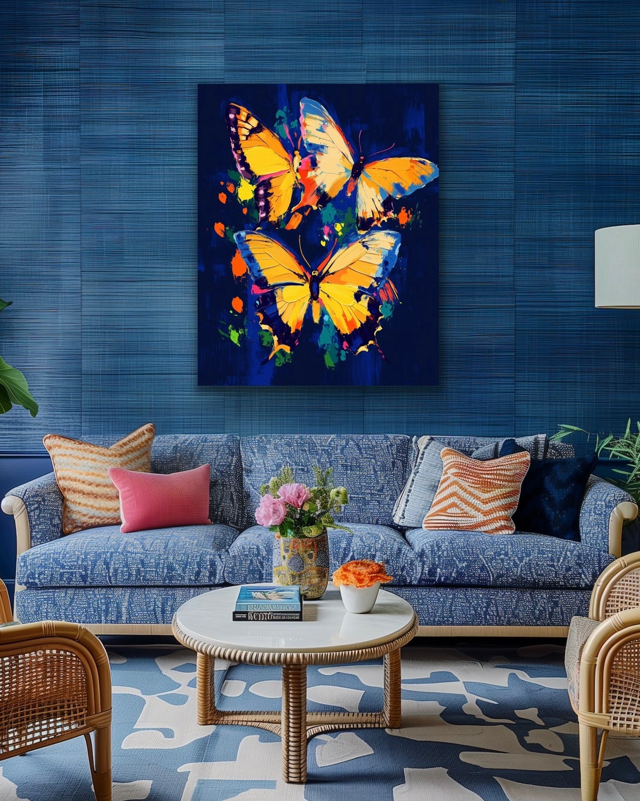Midnight Butterflies| Stretched Canvas Print Wall Art | Black Art | African American Art