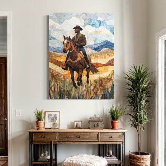 Riding Free | Black Cowboy Wall Art |Stretched Canvas Print Wall Art | Black Art | African American Art