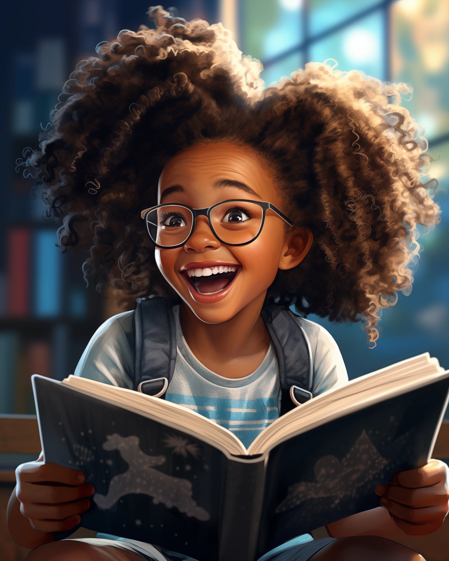 The Joy of Reading | Reading Art | Stretched Canvas Print Wall Art | Black Art | African American Art