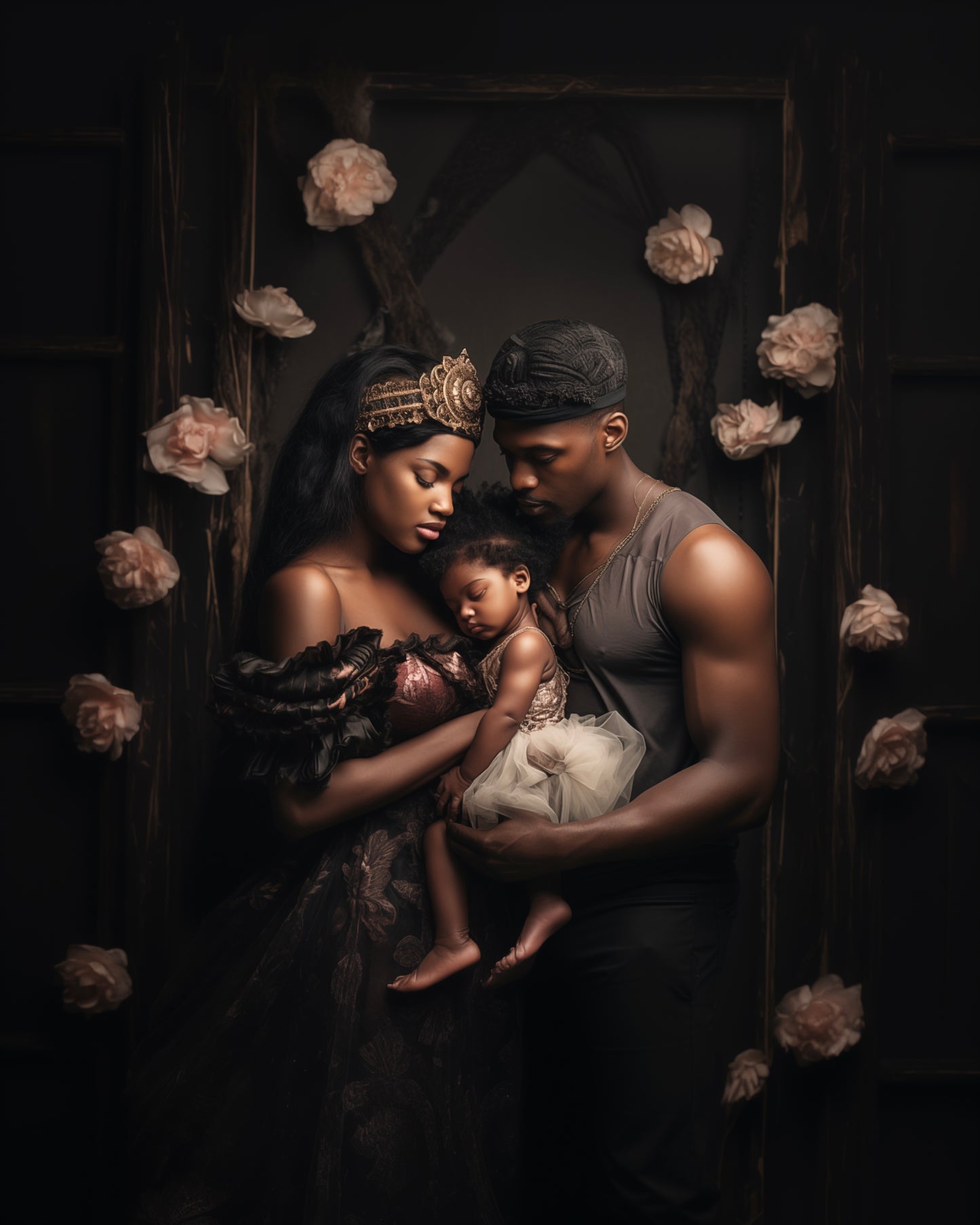 The Family Bond | Stretched Canvas Print Wall Art | Black Art | African American Art | Black Love