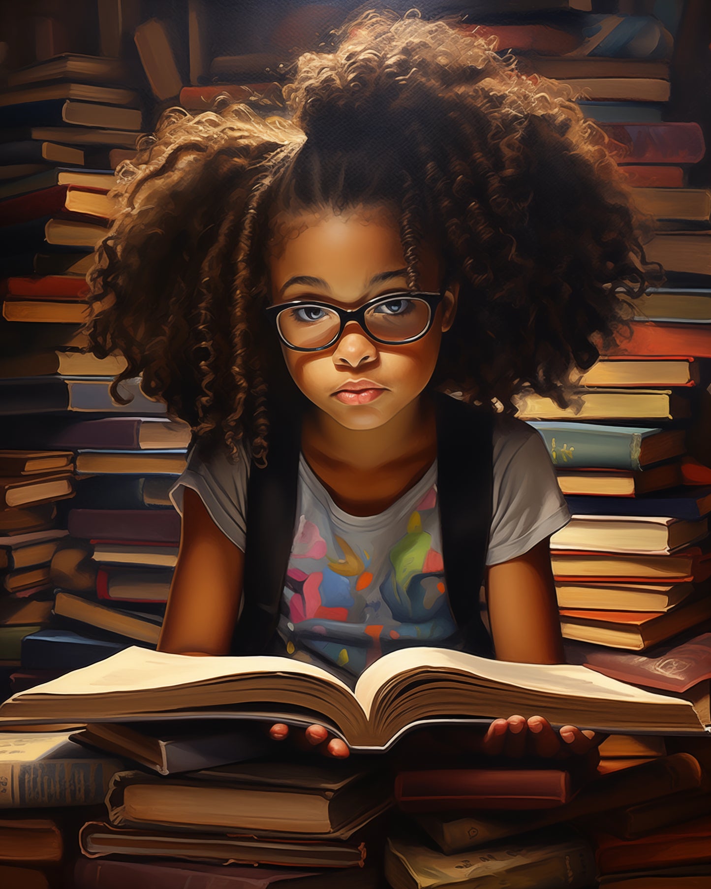 Books! | Stretched Canvas Print Wall Art | Black Art | African American Art
