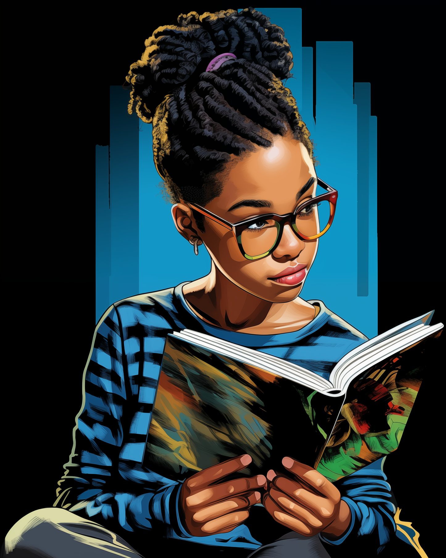 A Good Book | Reading Art | Stretched Canvas Print Wall Art | Black Art | African American Art