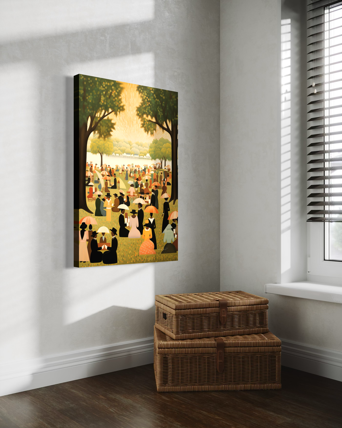 Family Reunion | Stretched Canvas Print Wall Art | Black Art | African American Art | Vertical