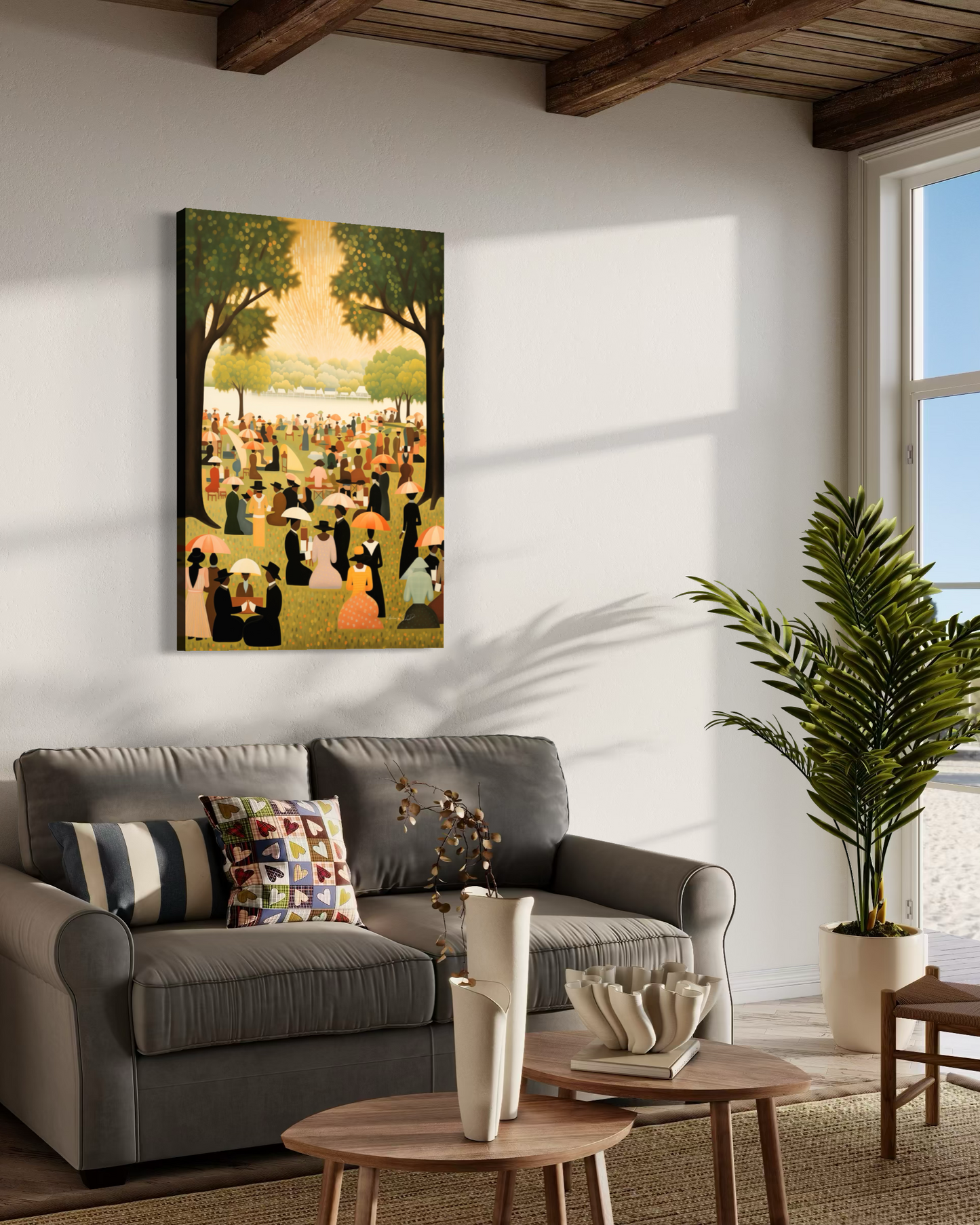 Family Reunion | Stretched Canvas Print Wall Art | Black Art | African American Art | Vertical
