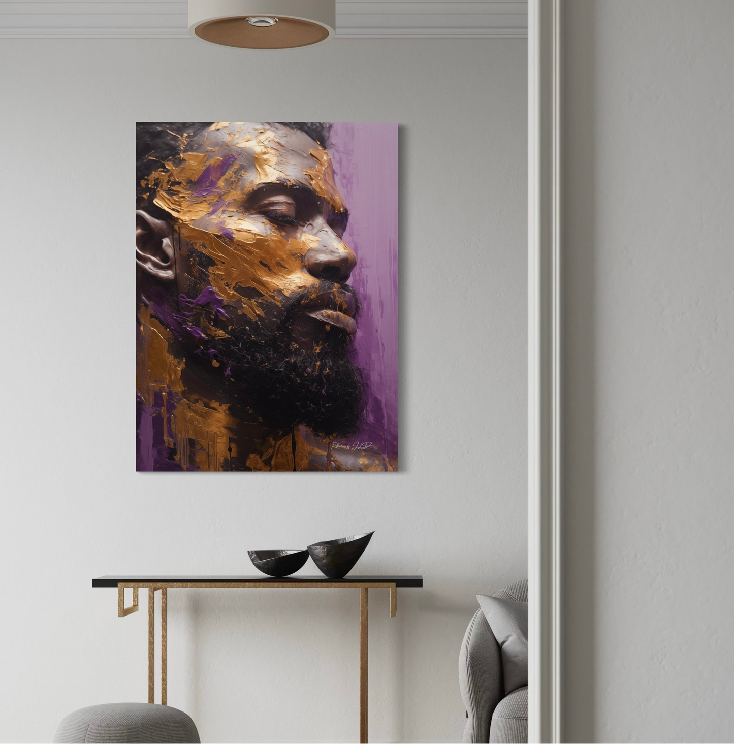 A Royal Man | Black Wall Art |Stretched Canvas Print Wall Art | Black Art | African American Art
