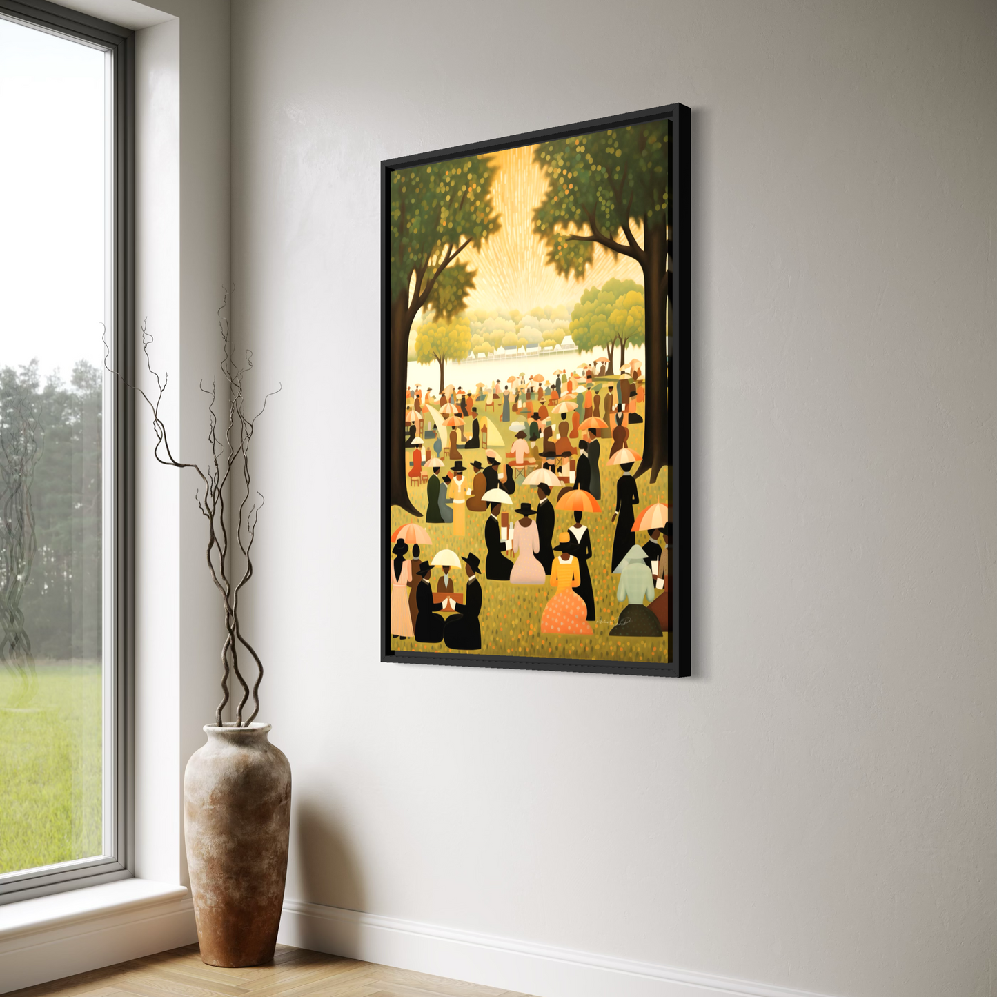 Family Reunion | Stretched Canvas Print Wall Art | Black Art | African American Art | Vertical