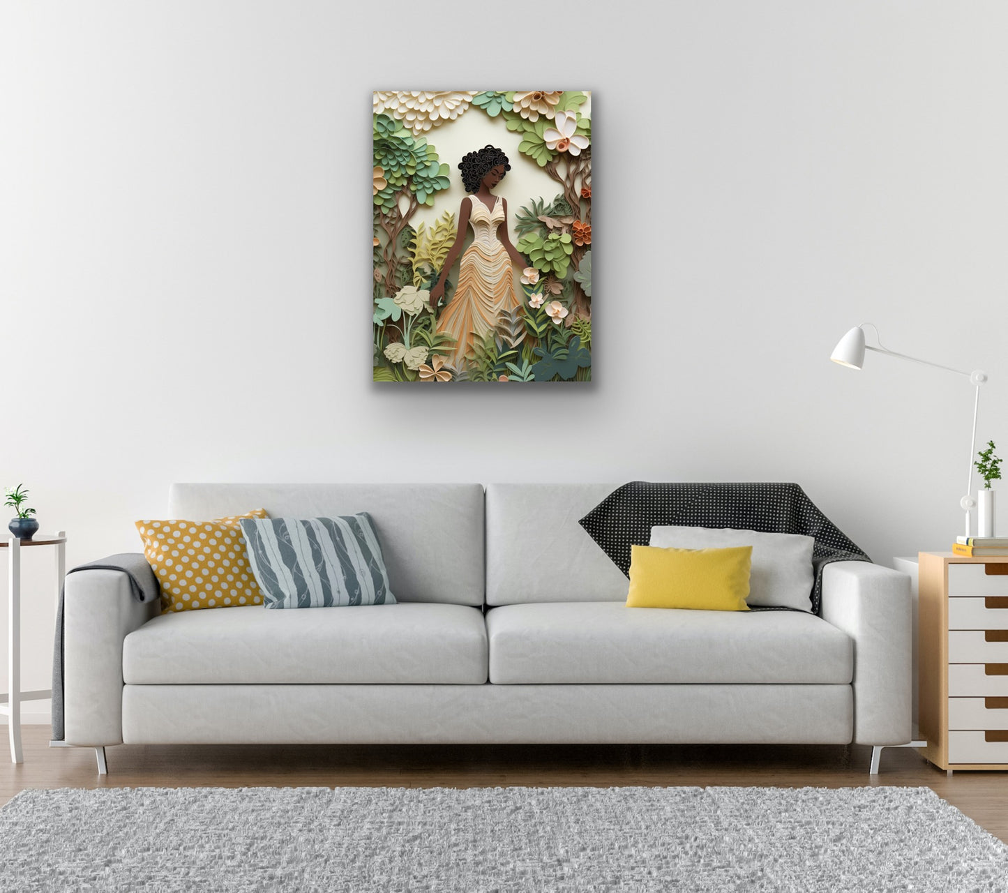 Lady of The Garden | Stretched Canvas Print Wall Art | Black Art | African American Art