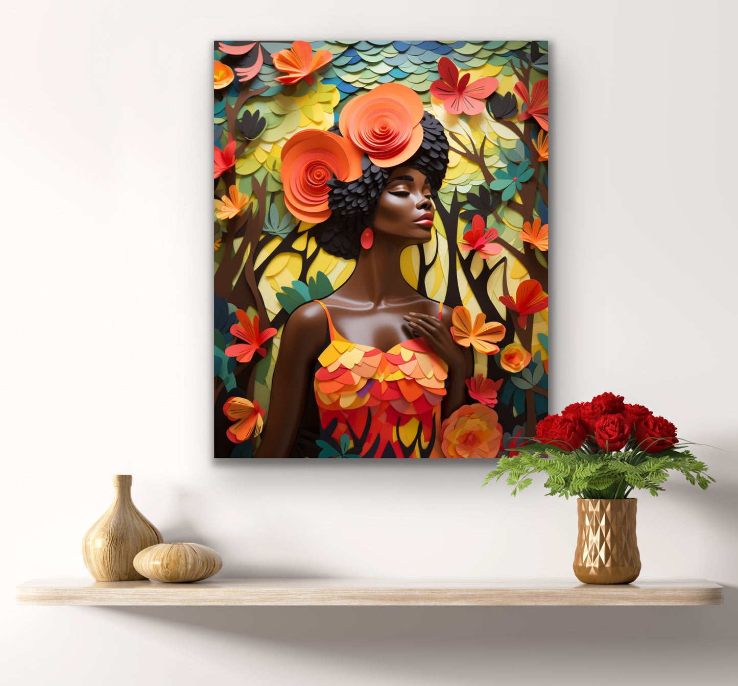 Sun Kissed Garden | Stretched Canvas Print Wall Art | Black Art | African American Art