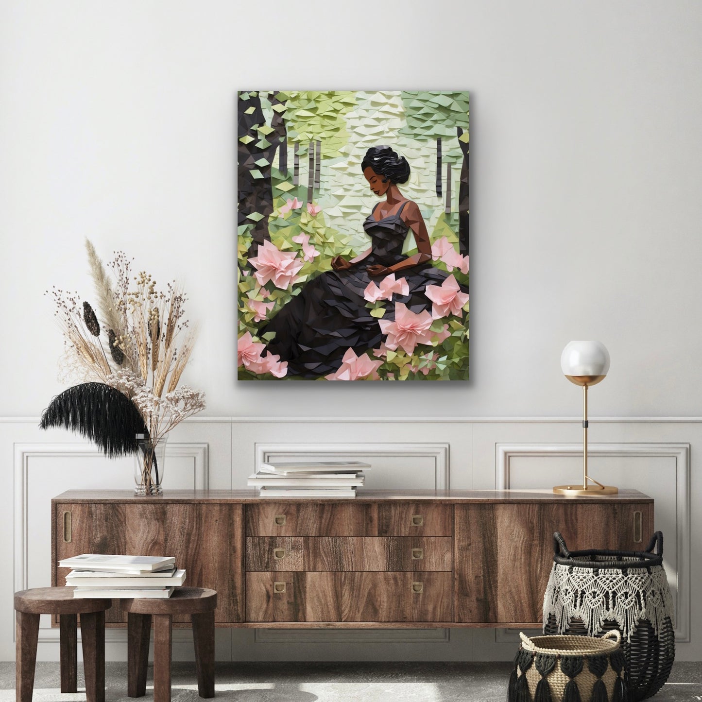 Peace In The Garden | Stretched Canvas Print Wall Art | Black Art | African American Art