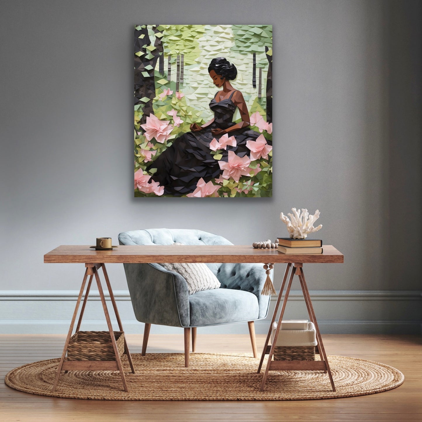 Peace In The Garden | Stretched Canvas Print Wall Art | Black Art | African American Art