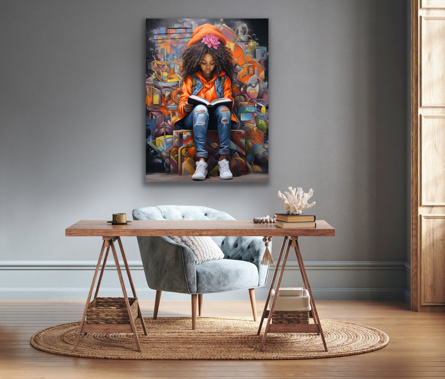 My Quiet Place | Reading Art | Stretched Canvas Print Wall Art | Black Art | African American Art