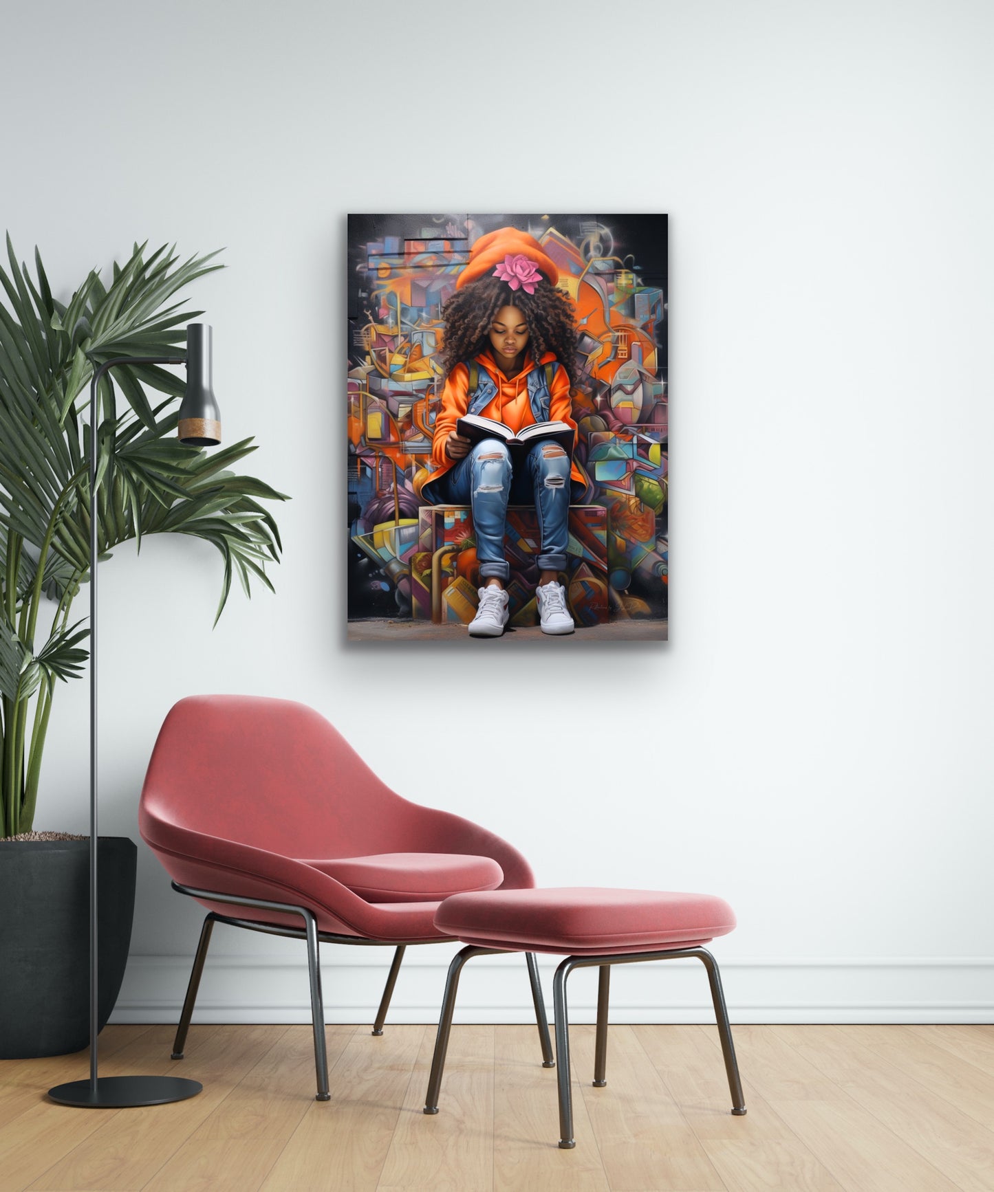 My Happy Place | Reading Art | Stretched Canvas Print Wall Art | Black Art | African American Art