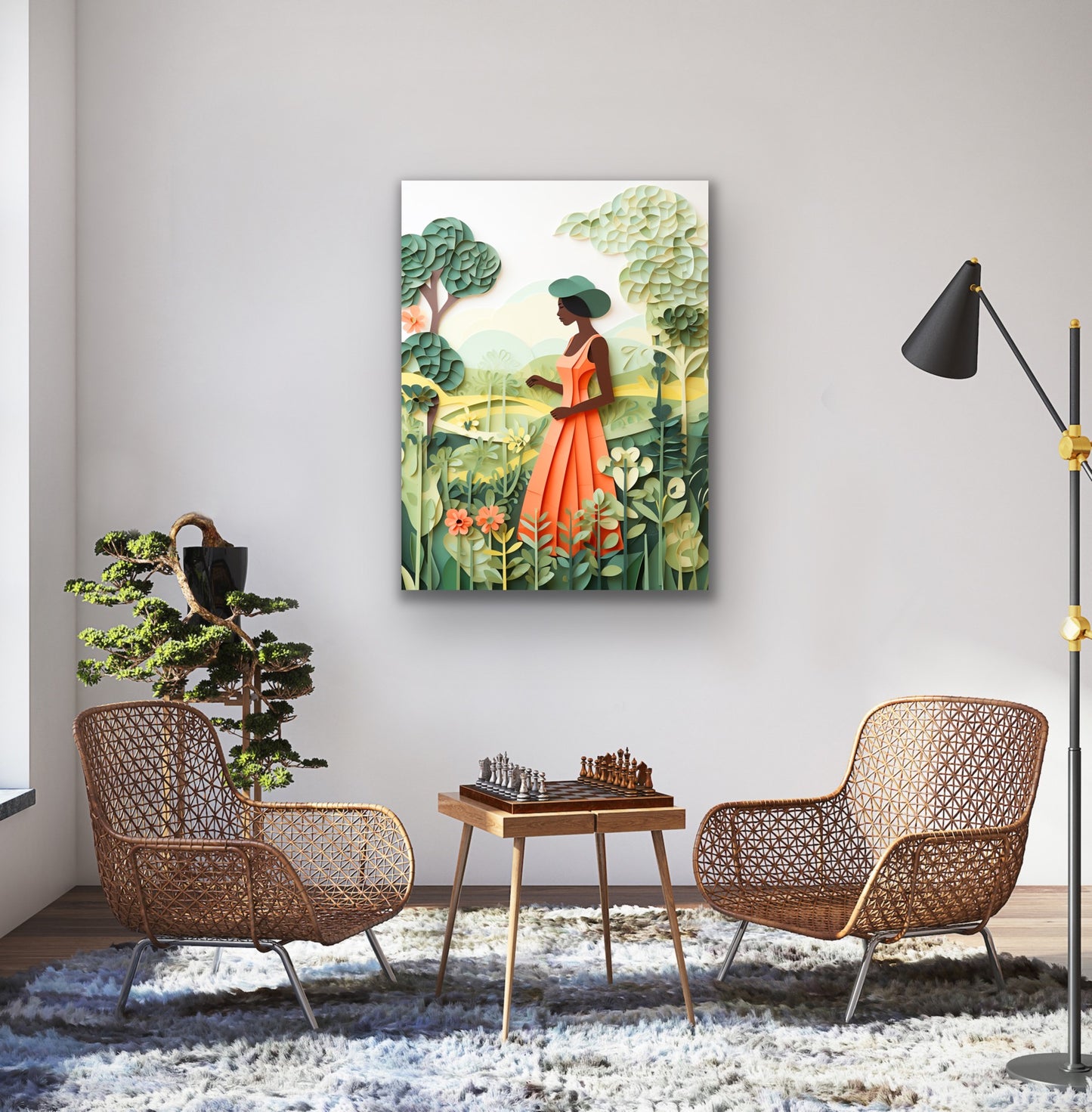 The Garden Stroll | Stretched Canvas Print Wall Art | Black Art | African American Art