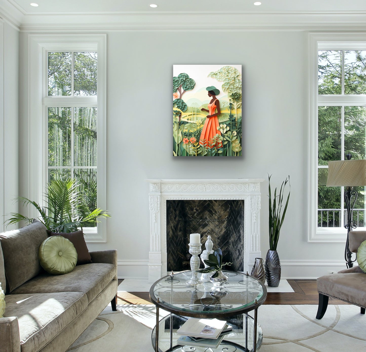 The Garden Stroll | Stretched Canvas Print Wall Art | Black Art | African American Art