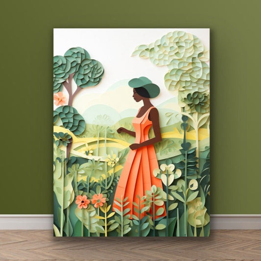 The Garden Stroll | Stretched Canvas Print Wall Art | Black Art | African American Art