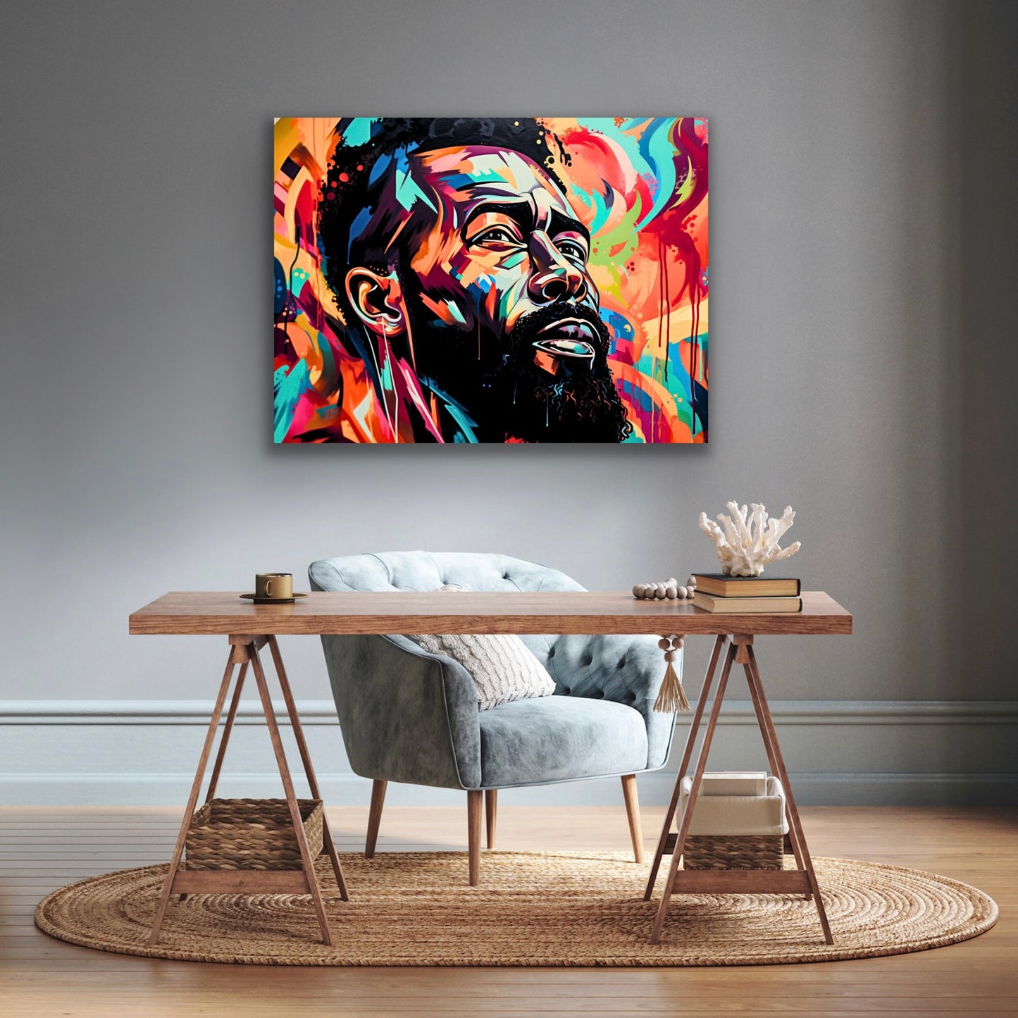 A Face of Color | Stretched Canvas Print Wall Art | Black Art | African American Art