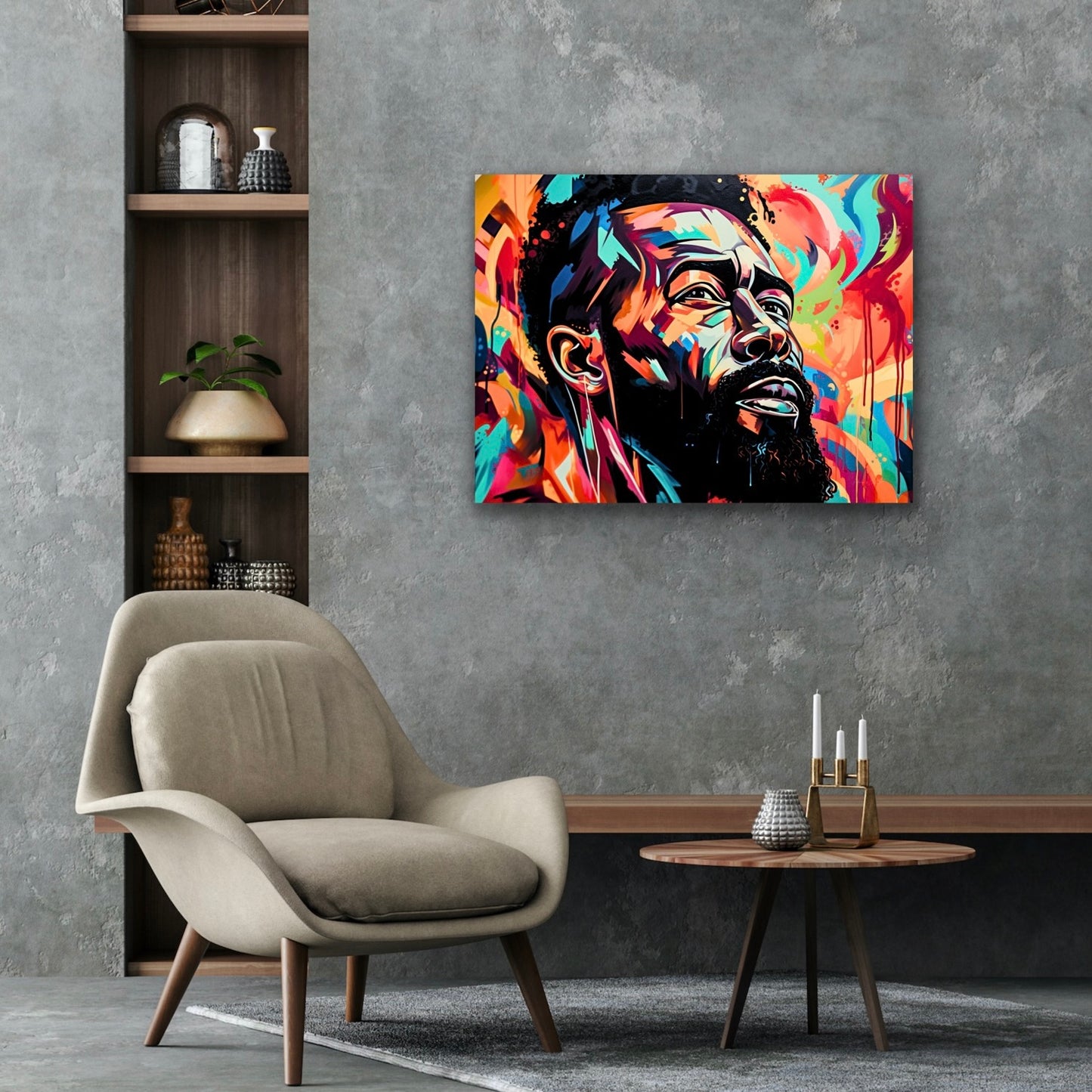 A Face of Color | Stretched Canvas Print Wall Art | Black Art | African American Art