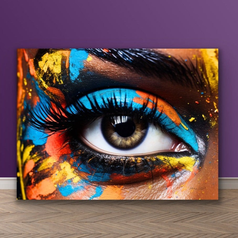 Pop of Eye Color | Stretched Canvas Print Wall Art | Black Art | African American Art