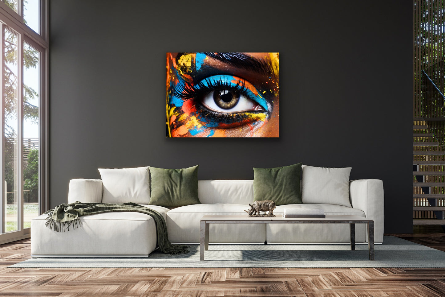 Pop of Eye Color | Stretched Canvas Print Wall Art | Black Art | African American Art