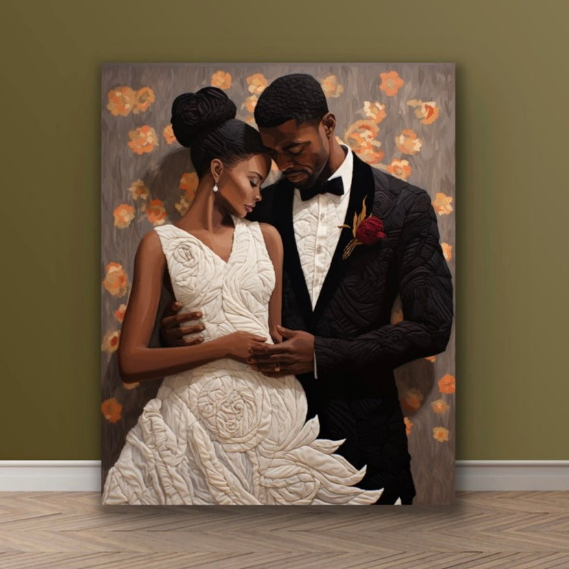 The Wedding Picture | Stretched Canvas Print Wall Art | Black Art | African American Art