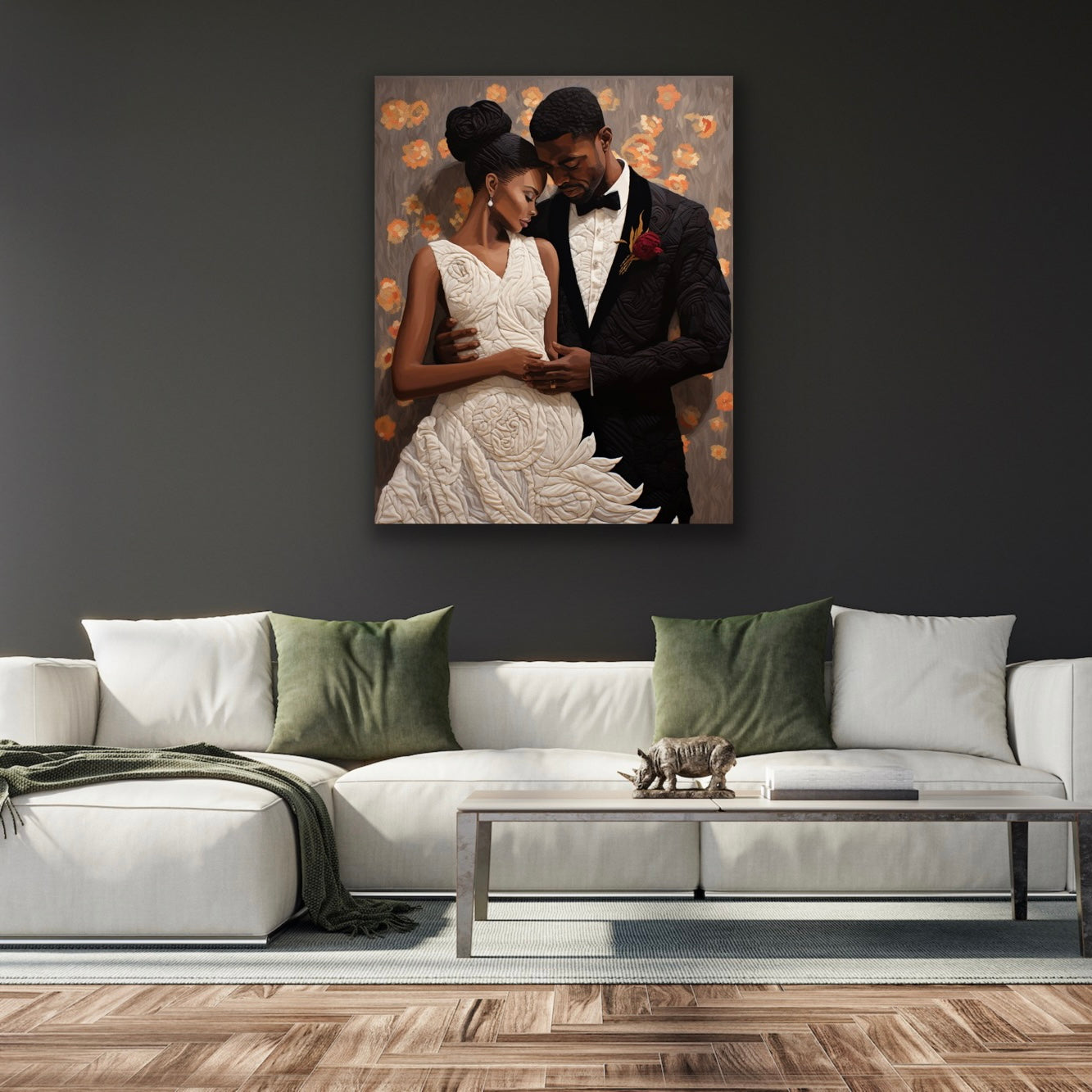 The Wedding Picture | Stretched Canvas Print Wall Art | Black Art | African American Art
