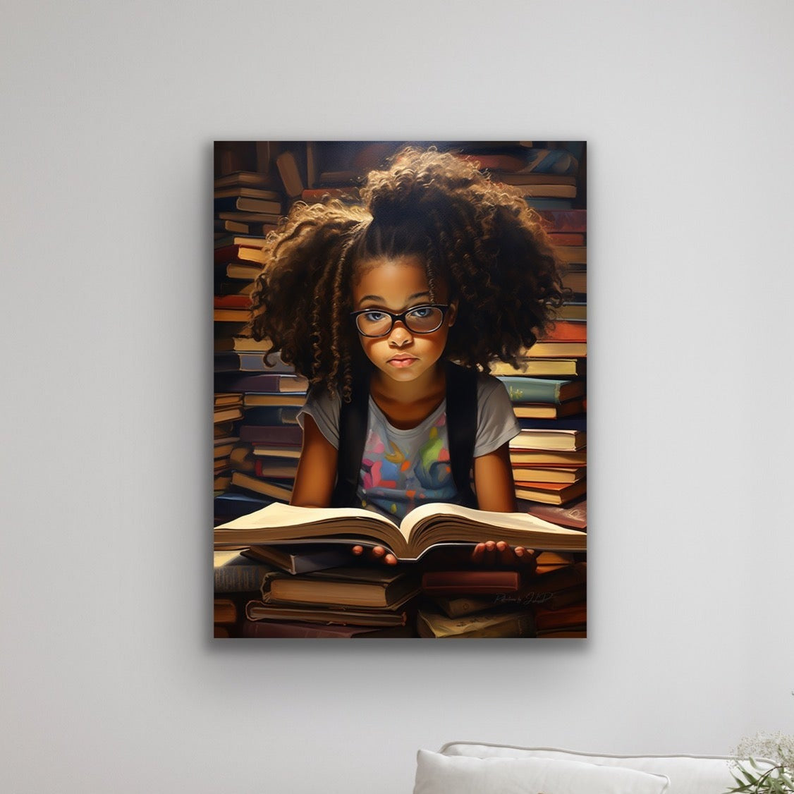 Books! | Stretched Canvas Print Wall Art | Black Art | African American Art
