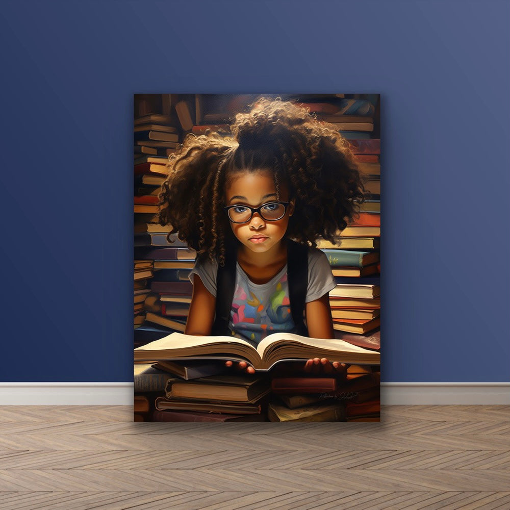 Books! | Stretched Canvas Print Wall Art | Black Art | African American Art