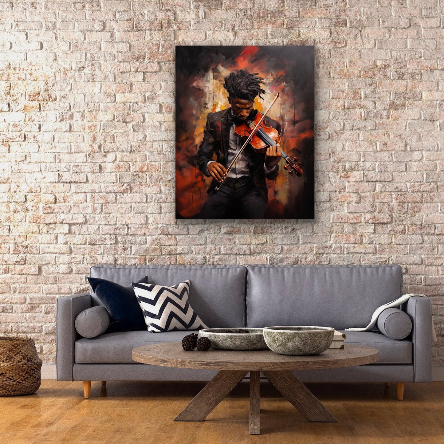 A Gentleman & His Violin | Stretched Canvas Print Wall Art | Black Art | African American Art