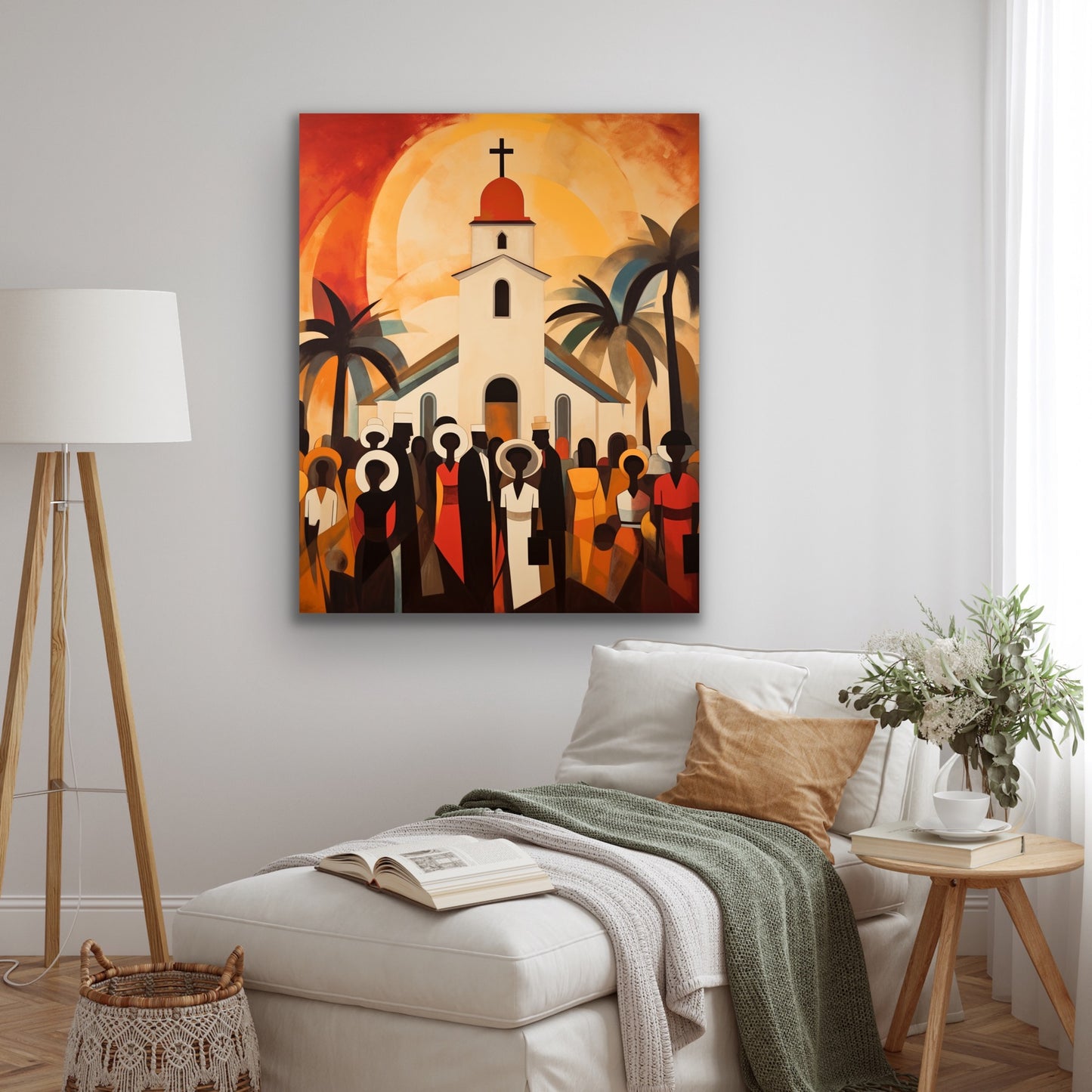 The Fellowship | Stretched Canvas Print Wall Art | Black Art | African American Art | Black Church Art