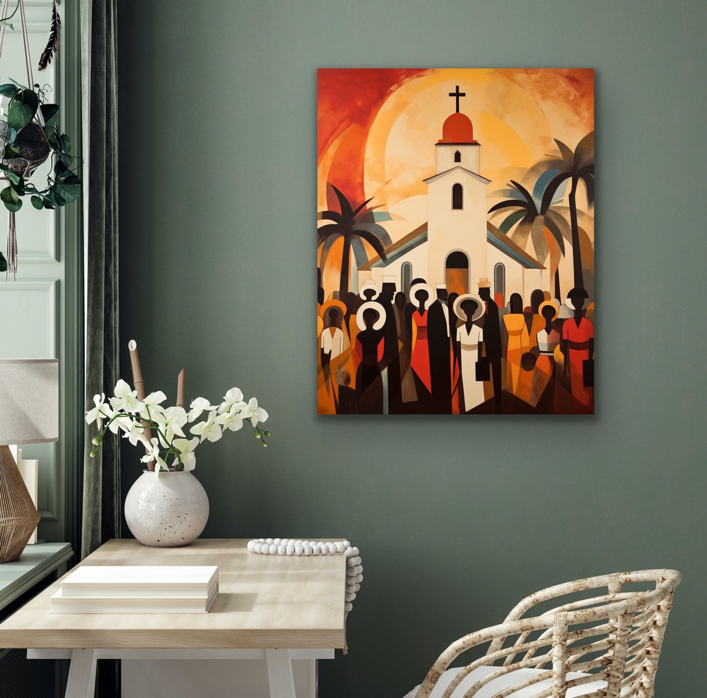 The Fellowship | Stretched Canvas Print Wall Art | Black Art | African American Art | Black Church Art