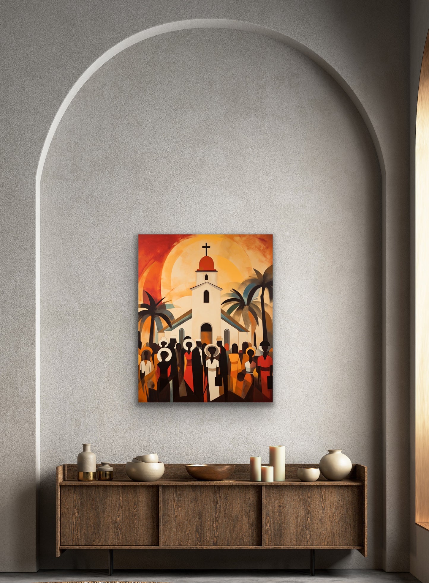 The Fellowship | Stretched Canvas Print Wall Art | Black Art | African American Art | Black Church Art