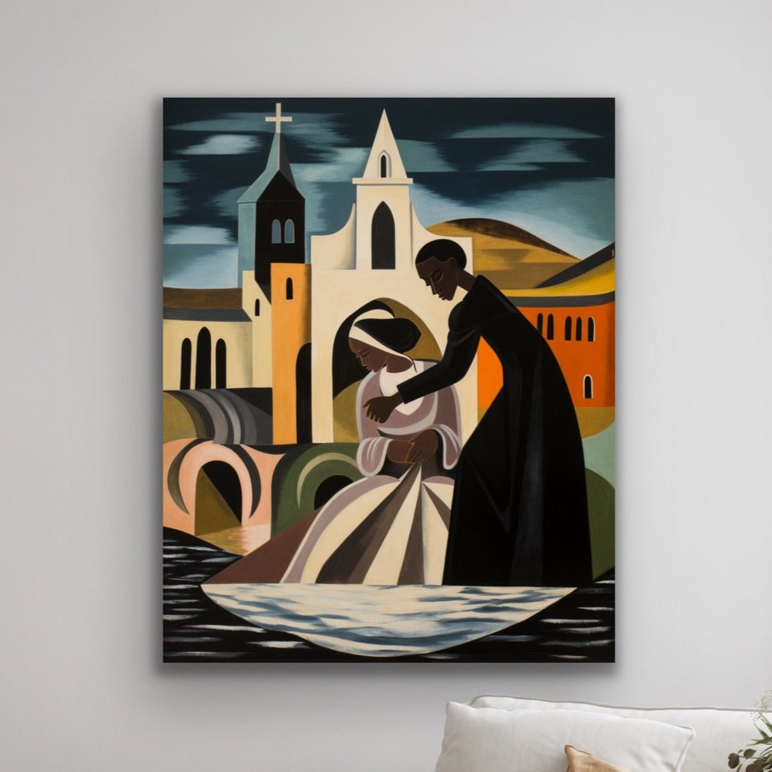 Wade In The Water | Stretched Canvas Print Wall Art | Black Art | African American Art | Black Church Art