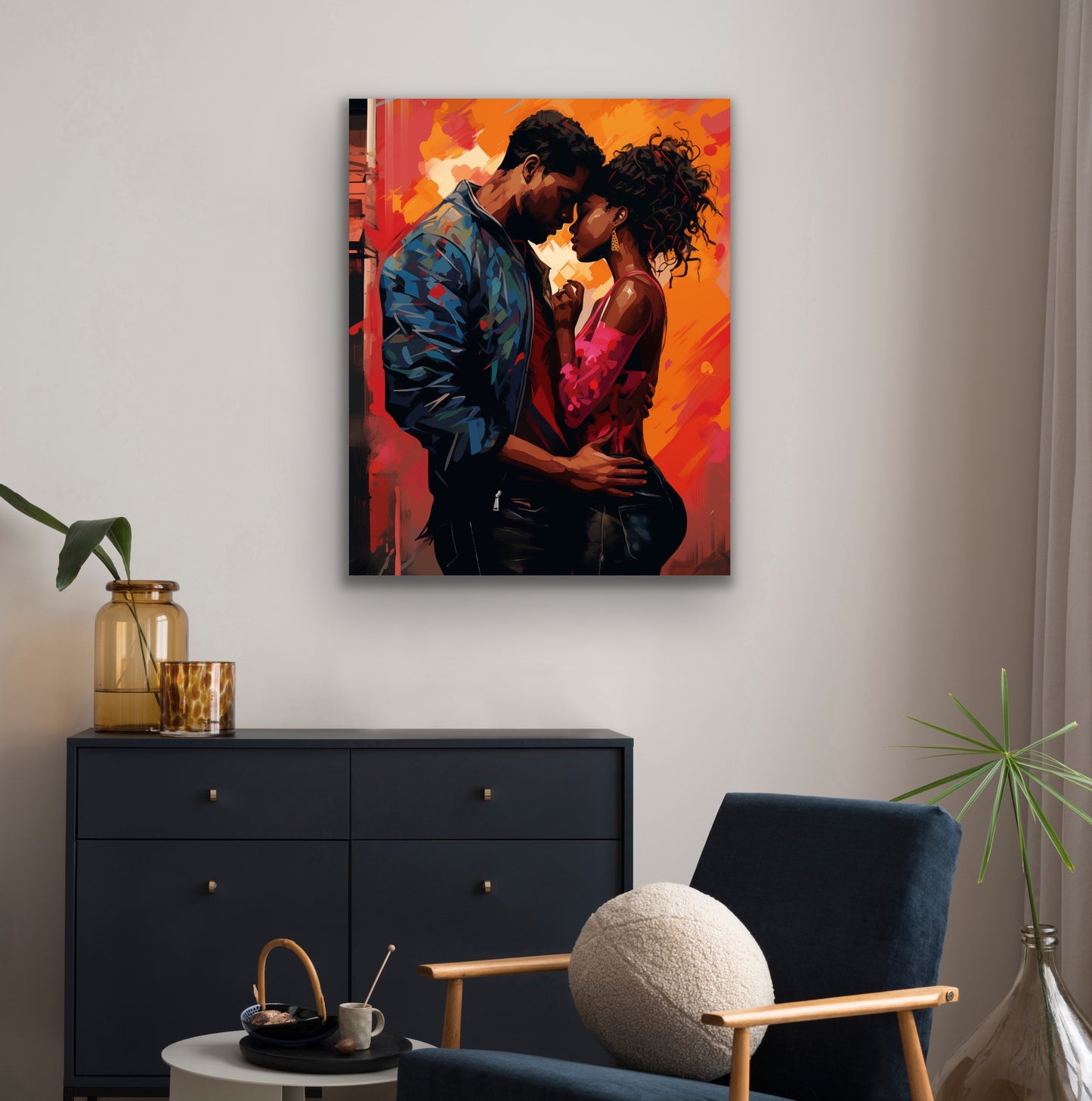 You and I | Stretched Canvas Print Wall Art | Black Art | African American Art | Black Love