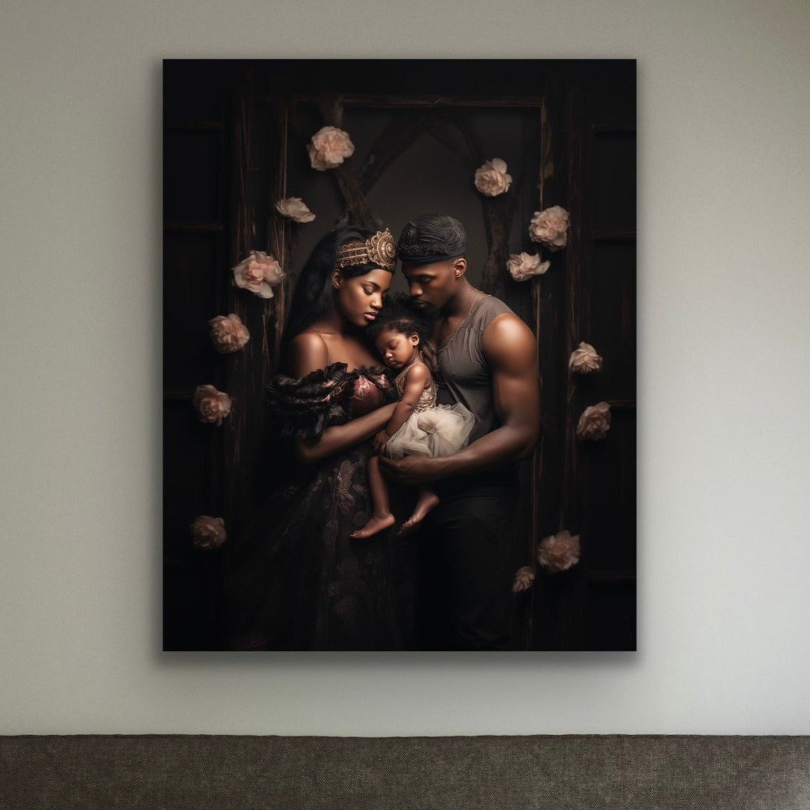 The Family Bond | Stretched Canvas Print Wall Art | Black Art | African American Art | Black Love