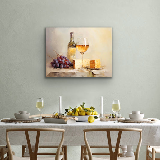 Wine and Cheese  | Stretched Canvas Print Wall Art | African American Art | Staging Art